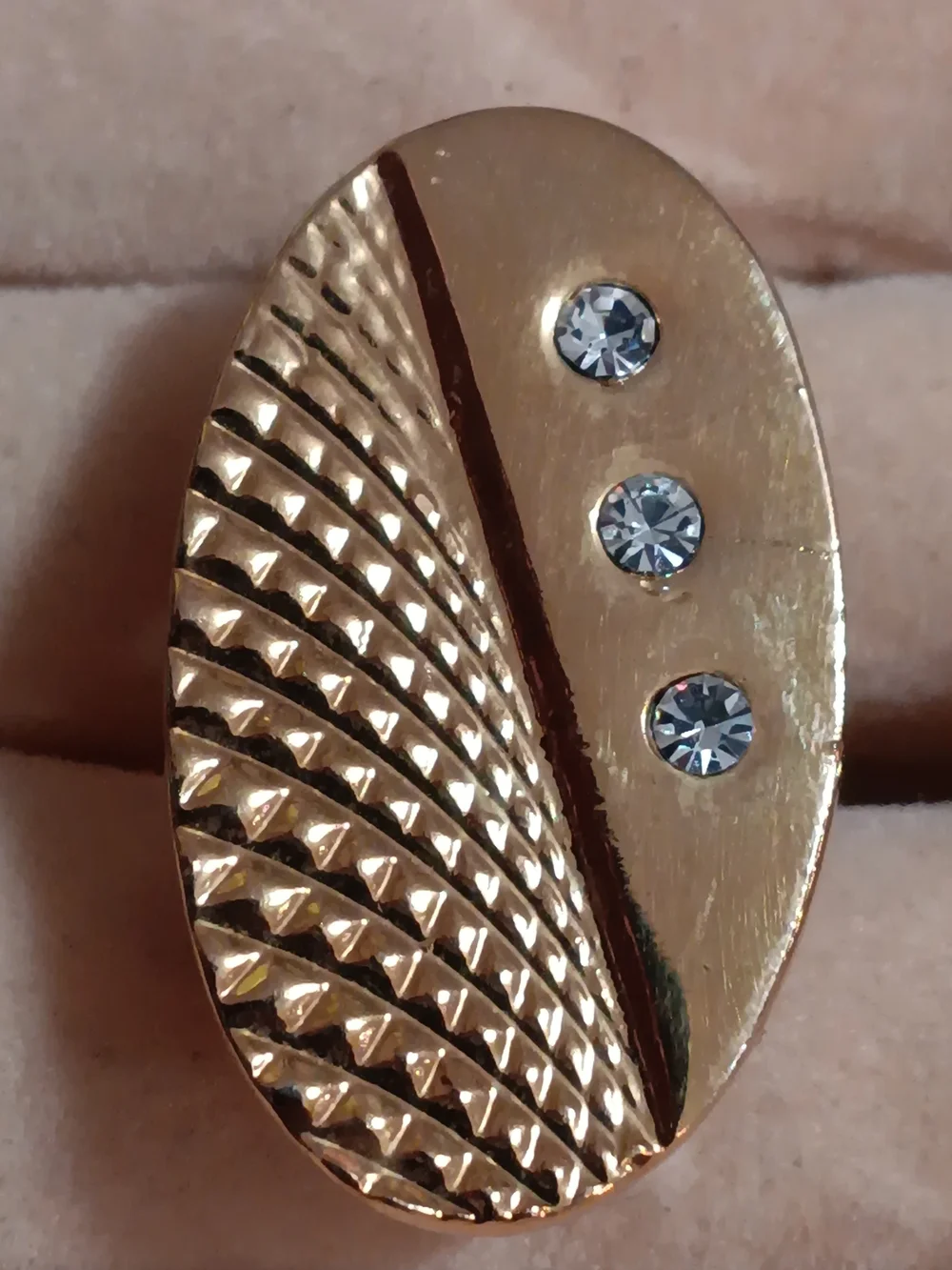 Gold Oval Crystal Accent  Mens Cufflinks